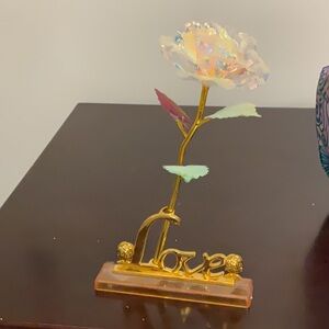 Iridescent Rose with Gold Stem Decor